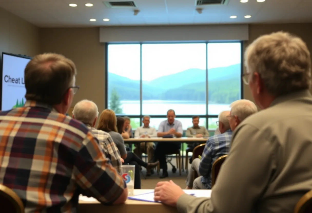 Community members discussing concerns at a public meeting about MARL development.