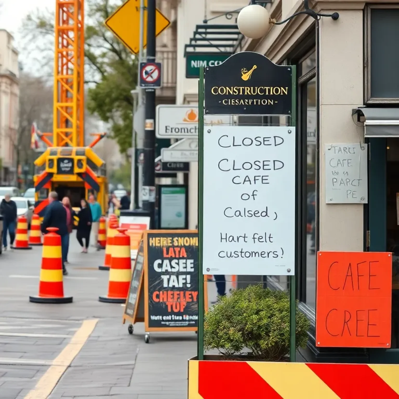 Construction scene affecting Lost Dog Cafe access