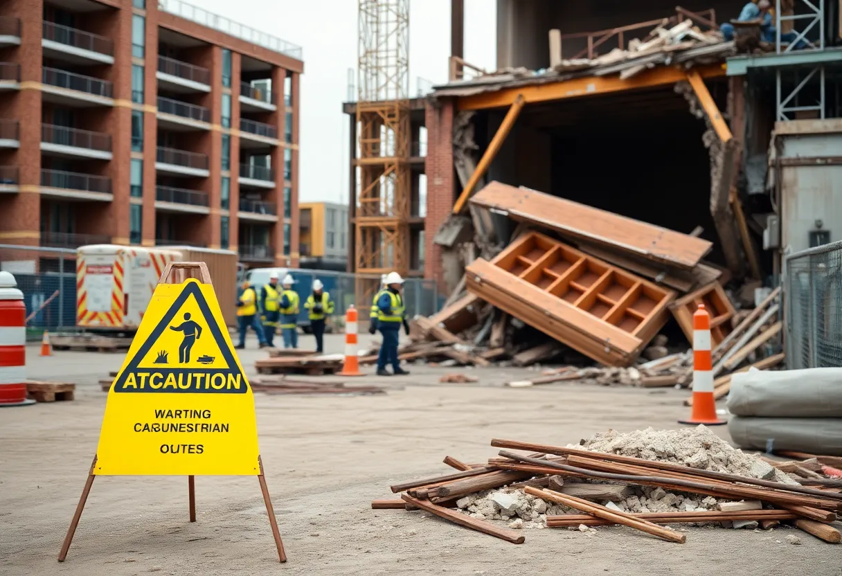 Emergency response teams at a collapsed construction site in Cunard.