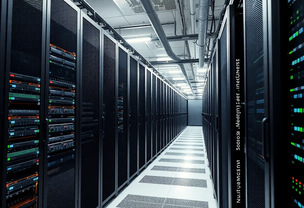 Interior of a data center in Virginia showcasing servers and technology equipment