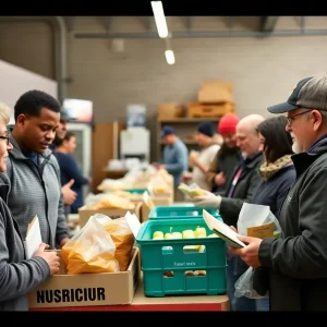 Community members receiving food assistance at a local pantry in Virginia