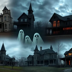 Collage of haunted buildings in the U.S.