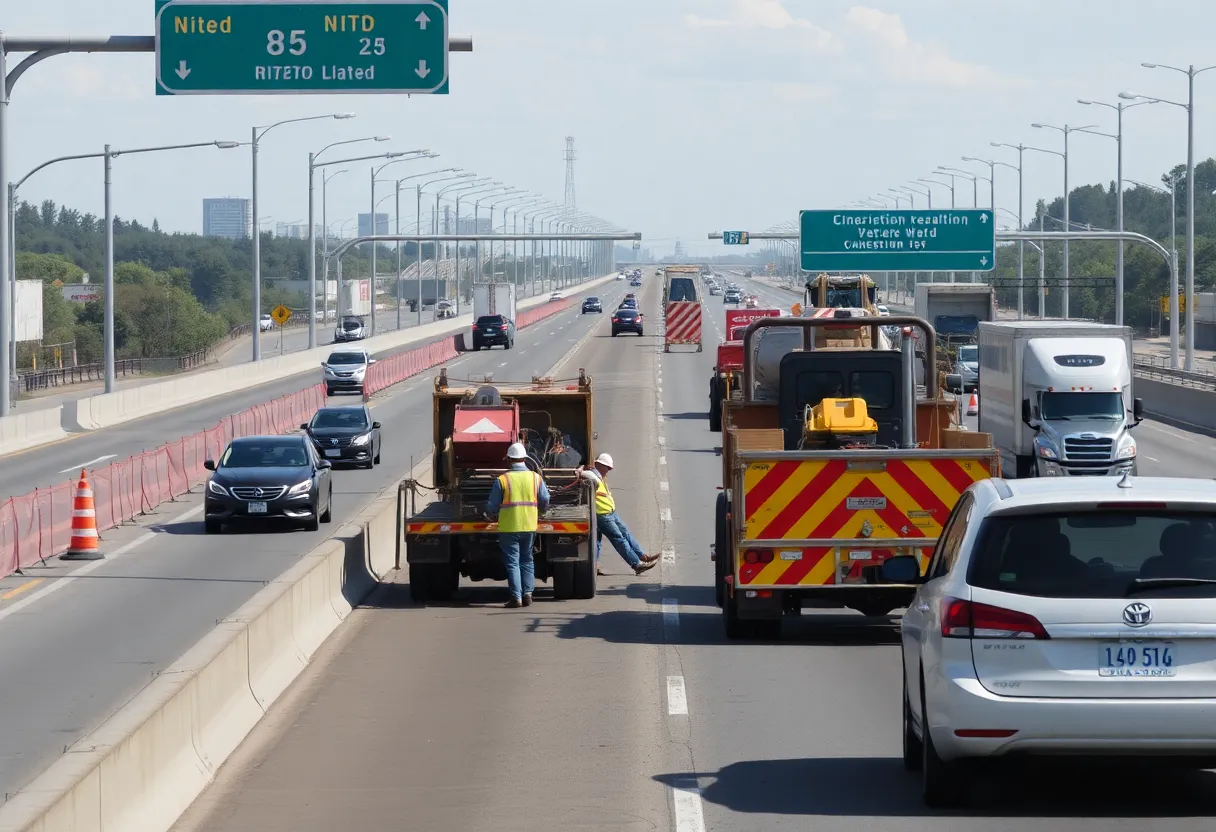 Construction work on Interstate 85 in Atlanta