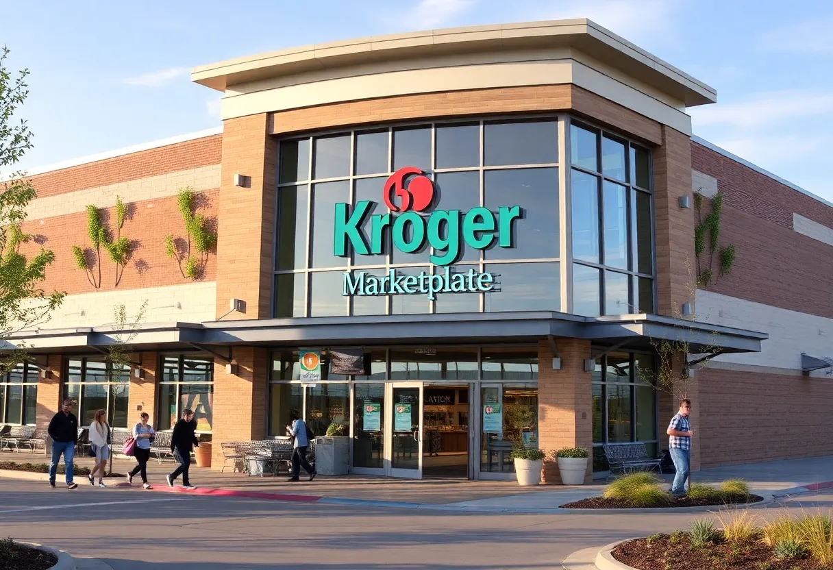 Exterior view of the new Kroger Marketplace in Huntington, West Virginia.