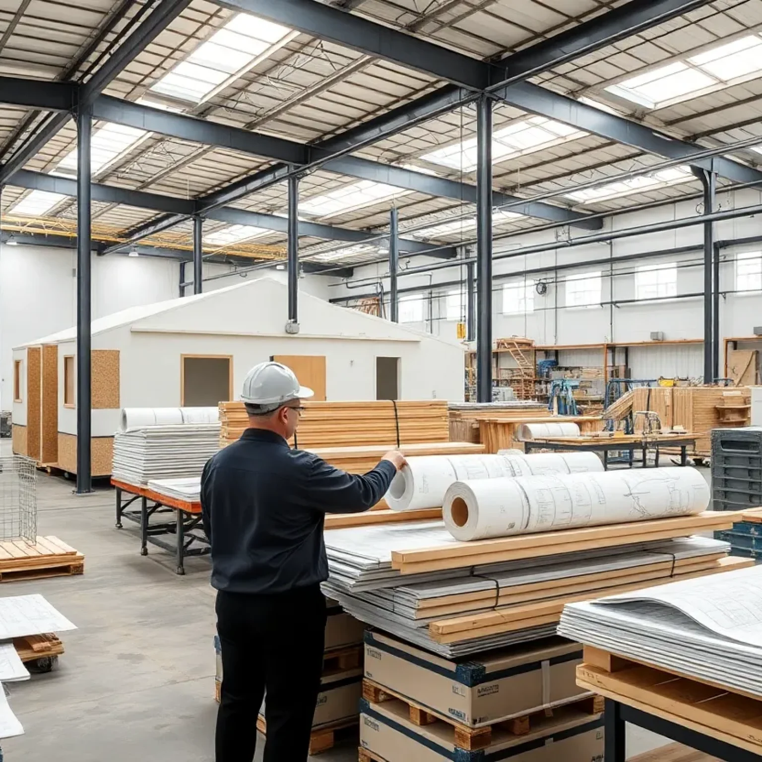 A factory producing manufactured housing components