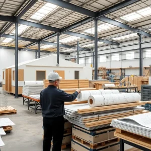 A factory producing manufactured housing components