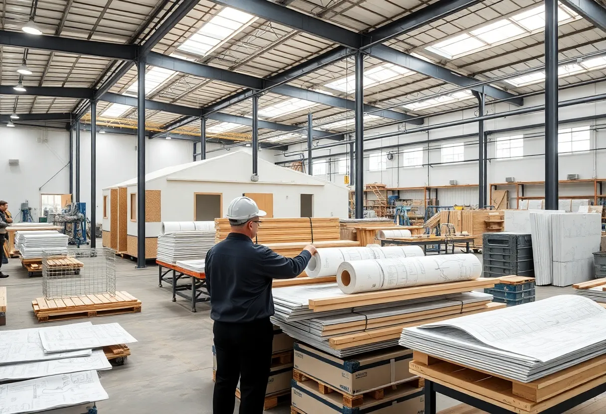 A factory producing manufactured housing components