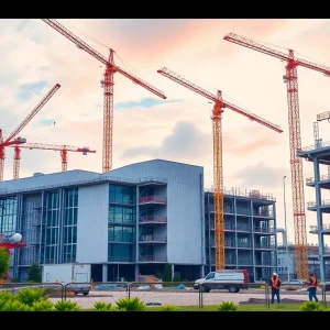 Construction site of Merck's pharmaceutical manufacturing hub in Elkton, Virginia