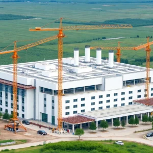 Construction site of Merck's pharmaceutical manufacturing facility in Virginia