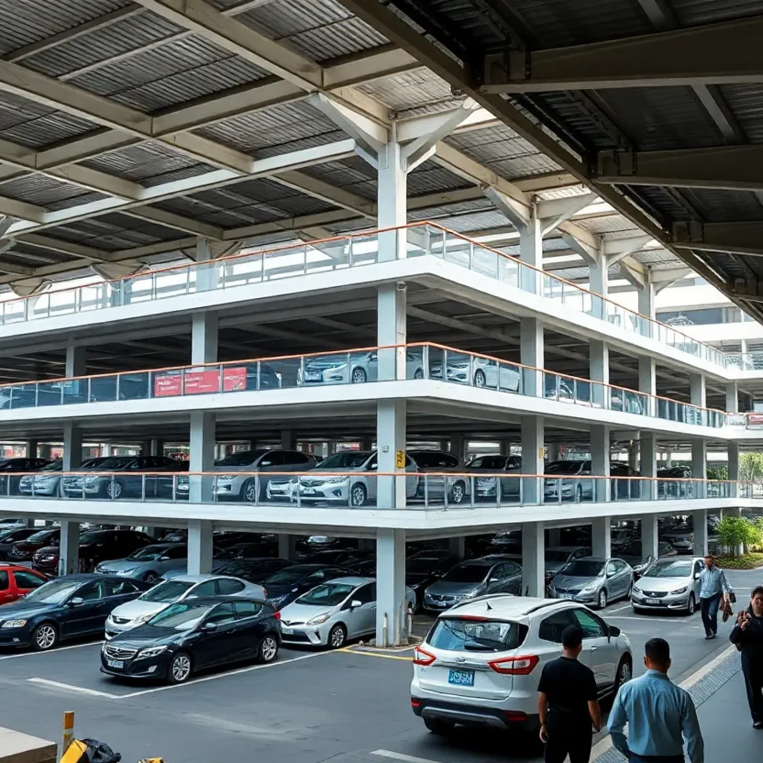 Multi-level parking structure at Manassas Park station