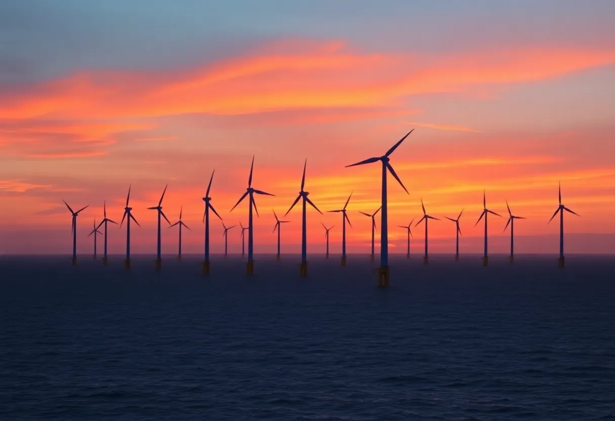Offshore wind turbines harnessing renewable energy