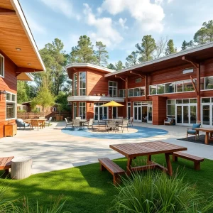 Variety of building products for outdoor recreation displayed in a vibrant setting.