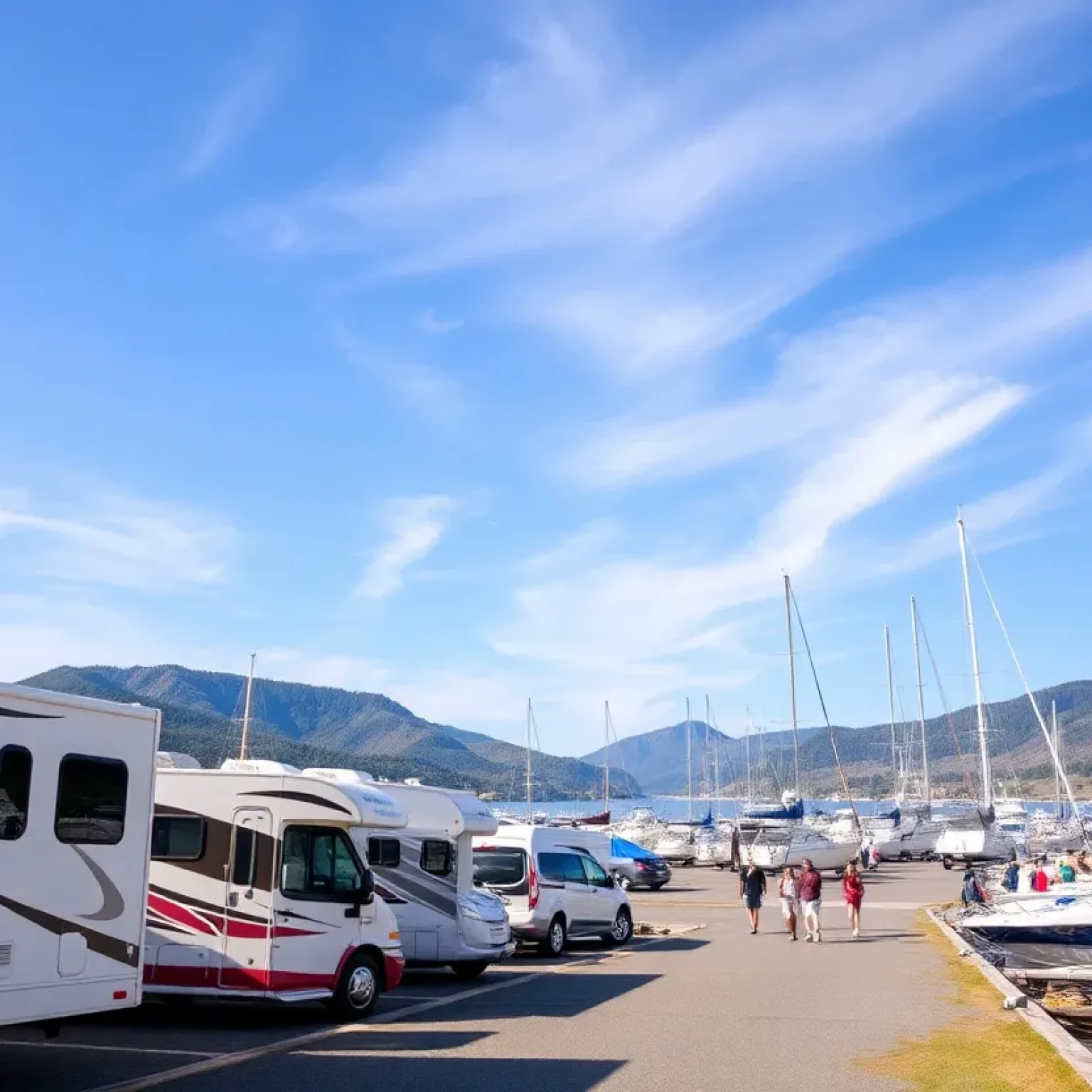 Recreational vehicles and boats at a marina symbolizing industry growth