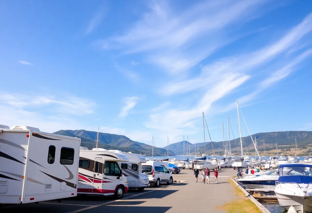 Recreational vehicles and boats at a marina symbolizing industry growth