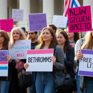 Activists supporting transgender rights during a rally