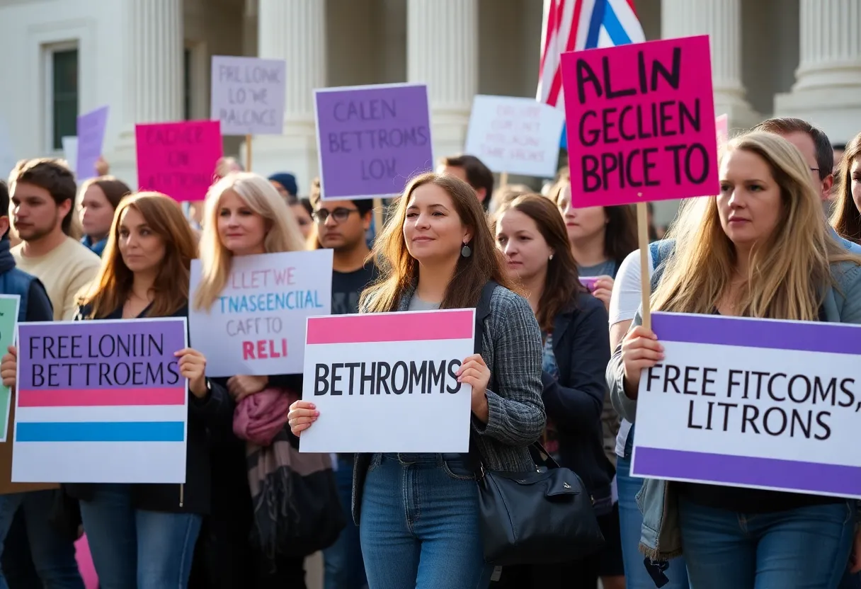 Activists supporting transgender rights during a rally