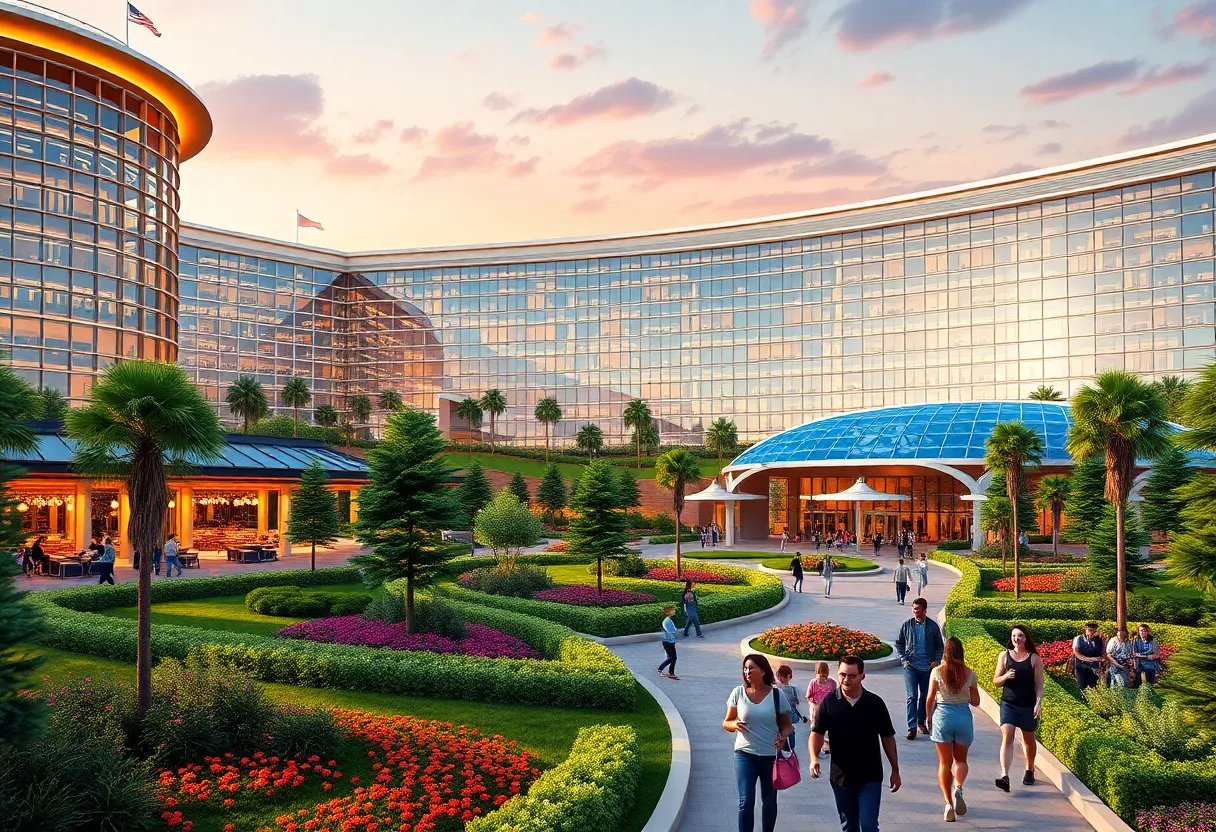 Artistic rendering of a luxurious casino resort in Virginia.