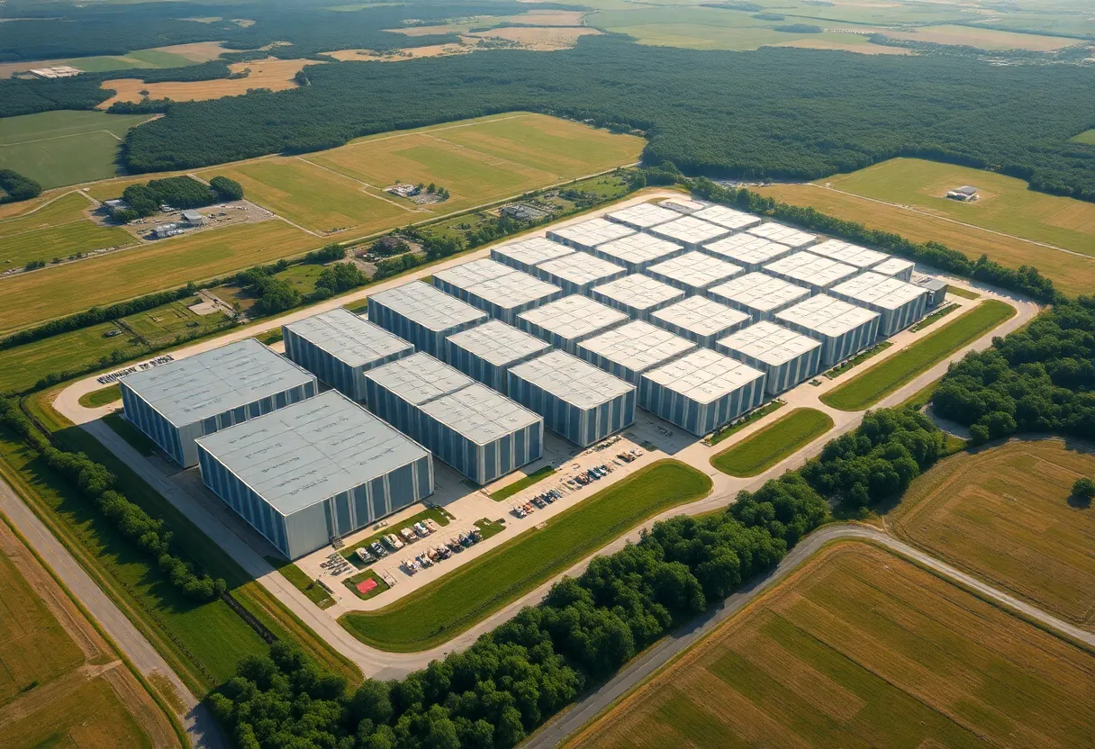 Aerial view of Virginia data centers with environmental focus