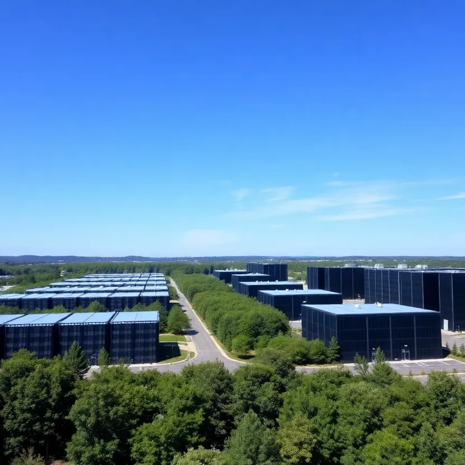 A view of advanced data centers located in Virginia's tech landscape