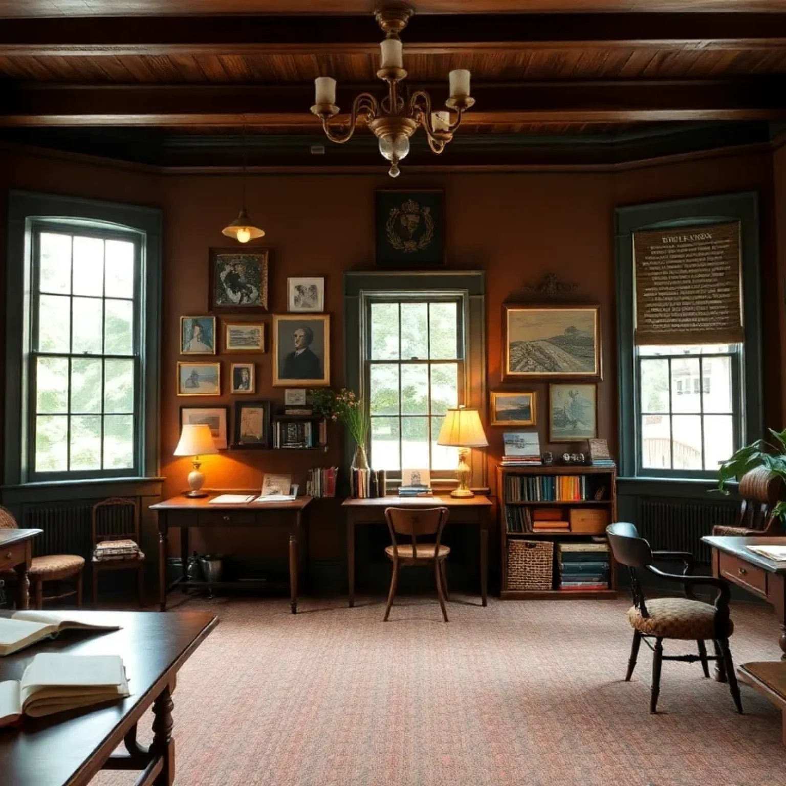 Interior of Virginia G. Piper Writers House with reading spaces